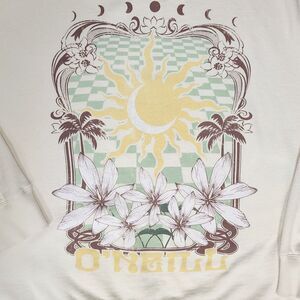 O'neill O'Riginals XL Oversized Sweatshirt Pastel Yellow Sun Moon Celestial Boho